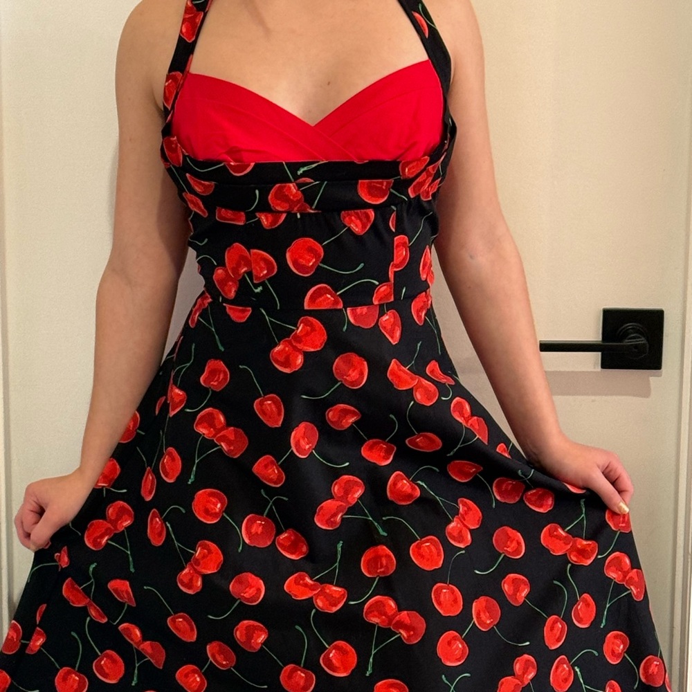 Stop Staring Cherry Print Halter Dress